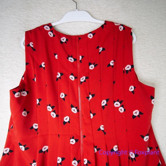 New! Anne Klein Plus Size‎ Chatterly Rose Printed Fit Flare Dress Red, 18W